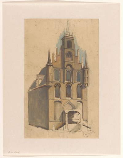 Progetto per un edificio in stile tardo gotico con frontone a gradini e pinnacoli da Petrus Gerardus Vertin