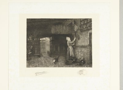 Donna che carica un orologio a pendolo da Petrus Johannes Arendzen