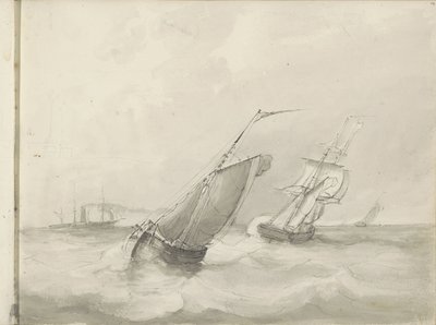 Navi a vela sul mare da Petrus Johannes Schotel (circle of)