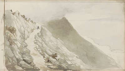 Figure su un sentiero lungo una costa rocciosa da Petrus Johannes Schotel