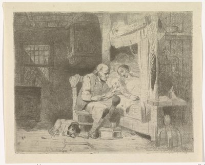 Vecchio che legge alla moglie da Petrus Marius Molijn