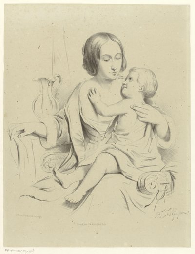 Madre con bambino in grembo da Petrus Theodorus van Wijngaerdt