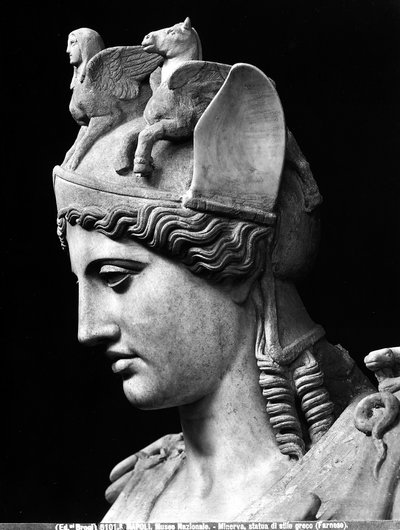 (dettaglio) del volto di Atena Farnese, copia imperiale romana di una statua in bronzo della scuola di Fidia da Phidias (school of) (after)