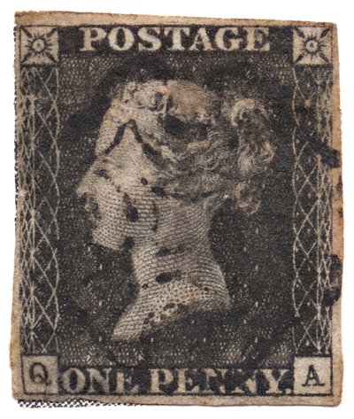One Penny Black, il primo francobollo del mondo, c. 1840 da Philately