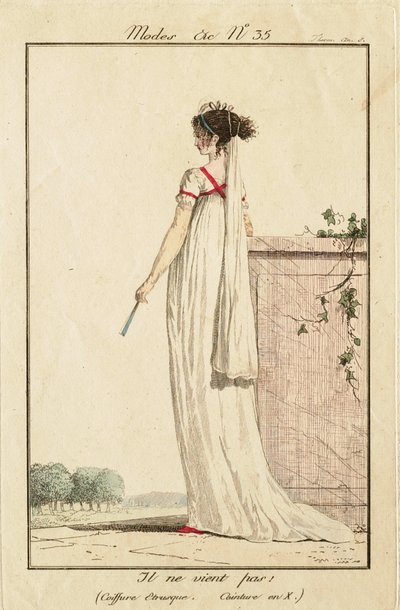 Non viene! (Acconciatura etrusca. Cintura a forma di X) da Philibert-Louis Debucourt