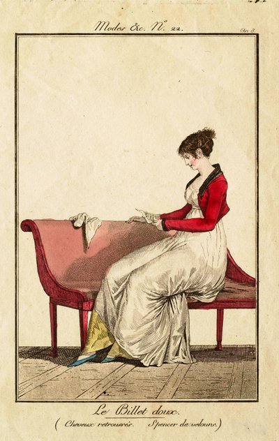 Il dolce biglietto (Capelli raccolti. Spencer di velluto) da Philibert-Louis Debucourt