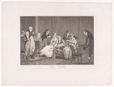 Gruppo di giovani donne e uomini in un interno da Philibert Louis Debucourt