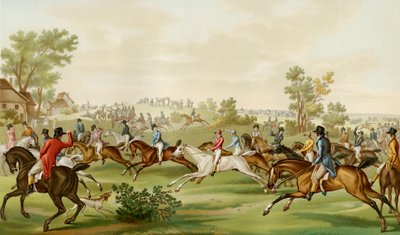 Corsa di cavalli - incisione colorata di Debucourt da Philibert Louis Debucourt