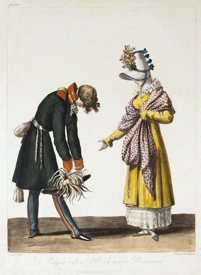 Addio di un ufficiale russo con una donna parigina, 1816 da Philibert Louis Debucourt