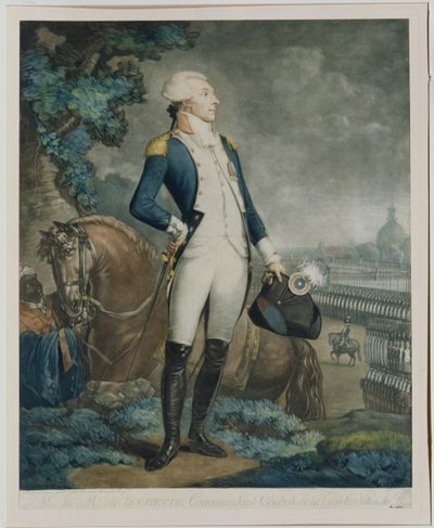 Ritratto del Marchese de La Fayette (1757-1834) comandante della Guardia Nazionale, 1790 da Philibert Louis Debucourt