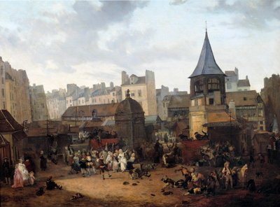 Festeggiamenti dati dalla città di Parigi alle Halles il 21/01/1782 in occasione della nascita del Delfino Luigi Giuseppe di Francia da Philibert Louis Debucourt
