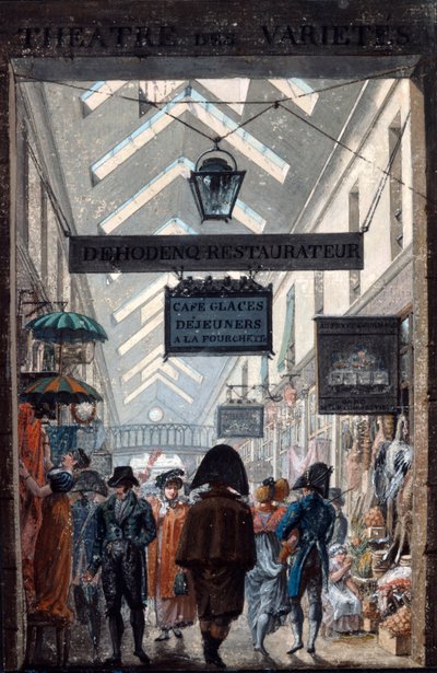 La galleria commerciale des Panoramas a Parigi, 1807 da Philibert Louis Debucourt