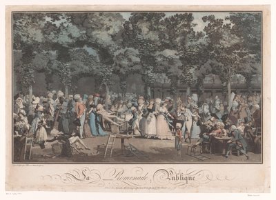Vedere ed essere visti (Elegant gezelschap in de Jardin du Palais Royal te Parijs) da Philibert Louis Debucourt