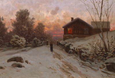 Paesaggio invernale con casa da Philip Barlag