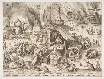 Avarizia Avaritia dalla serie I sette peccati capitali, 1558 da Philip Galle