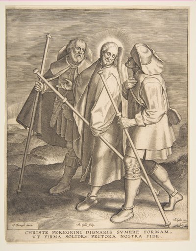 Cristo e i discepoli sulla via di Emmaus, 1571 da Philip Galle