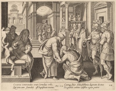 Cornelio che adora San Pietro da Philip Galle after Jan van der Straet