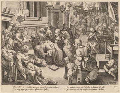 La Caduta di Eutico da Philip Galle after Jan van der Straet