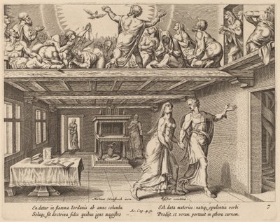 E tutti furono pieni di Spirito Santo da Philip Galle after Maerten van Heemskerck
