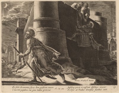 San Paolo Fugge da Damasco da Philip Galle after Maerten van Heemskerck
