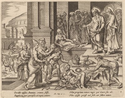 Le morti di Anania e Saffira da Philip Galle after Maerten van Heemskerck