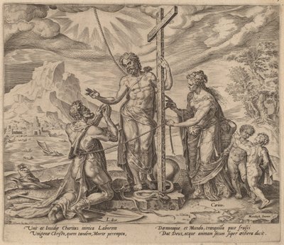 Il lavoratore diligente unito a Cristo dopo la morte da Philip Galle after Maerten van Heemskerck