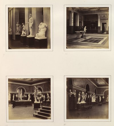 Corte greca con torso Farnese di un giovane, vista di una fontana classica e piscina da Philip Henry Delamotte.