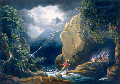 Il lampo: Catturato in una tempesta di montagna, pub. 1805 da Philip James