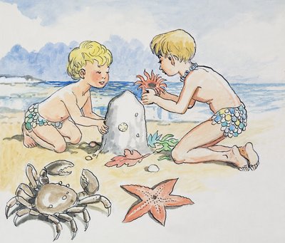 In riva al mare, illustrazione da "The Water Babies" di Charles Kingsley da Philip Mendoza