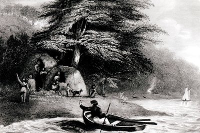 Capanni Fuegiani a Hope Harbour nel Canale di Magellano, inciso da S. Bull da Philip Parker King