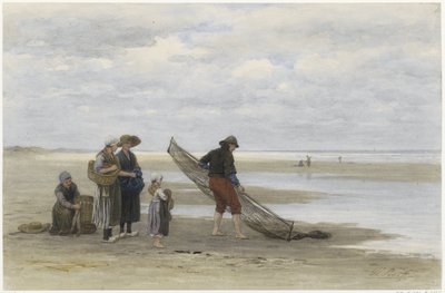 Pescatore di gamberetti sulla spiaggia da Philip Sadée