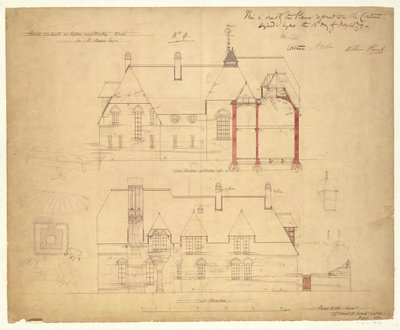 Elevazioni per The Red House, Bexley Heath da Philip Webb