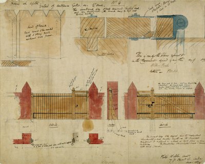 Piani ed elevazioni per The Red House, Bexley Heath, 1859 da Philip Webb