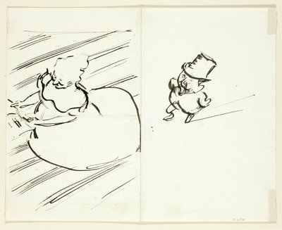 Schizzi di uomo e donna visti dall