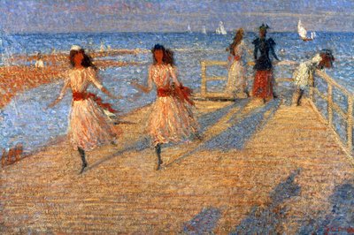 Ragazze che Corrono, Molo di Walberswick, 1888-1894 da Philip Wilson Steer