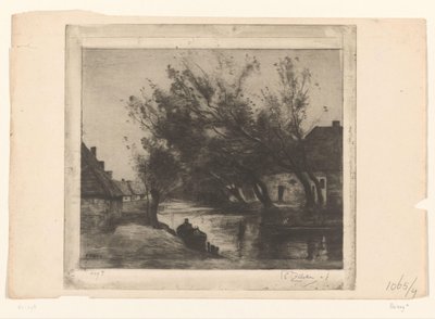 Paesaggio di villaggio con fossato e barche da Philip Zilcken (signed by artist)