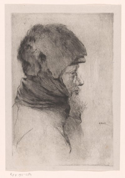 Testa di un vecchio uomo, di profilo (Vieux Mendiant) da Philip Zilcken