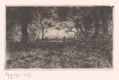 Prato con recinzione e alberi da Philip Zilcken