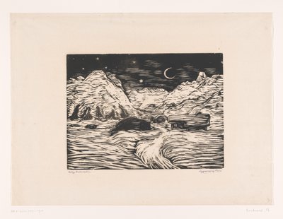 Paesaggio montuoso notturno da Philipp Bauknecht