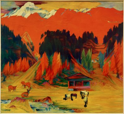 Immagine autunnale con mucche e pecore da Philipp Bauknecht