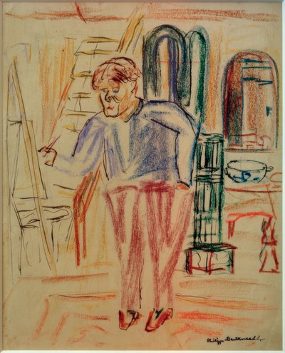 Kirchner davanti al cavalletto nel suo atelier da Philipp Bauknecht