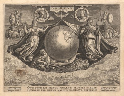 Copertina di Americae Retectio, 1591 da Philipp Galle