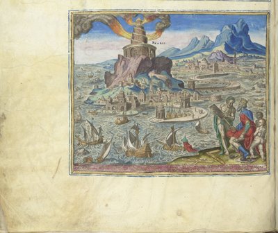 Il faro di Alessandria dalla serie Le otto meraviglie del mondo, 1572 da Philipp Galle