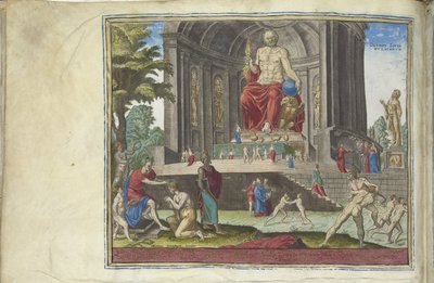 La statua di Giove a Olimpia dalla serie Le otto meraviglie del mondo, 1572 da Philipp Galle