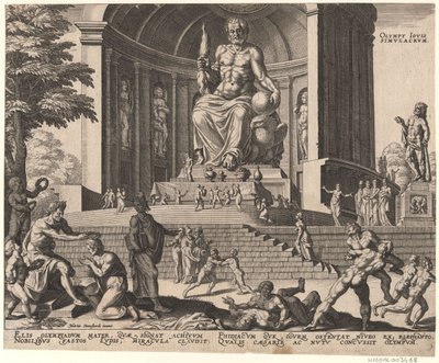 La statua di Giove a Olimpia dalla serie Le otto meraviglie del mondo dopo Maarten van Heemskerck da Philipp Galle
