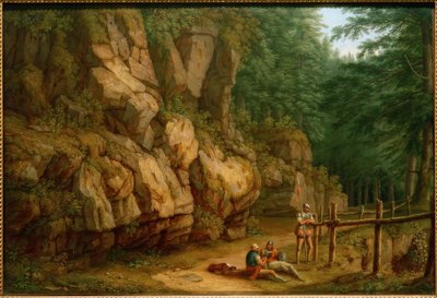 Paesaggio roccioso con soldati (Masso del Diavolo) da Philipp Hackert