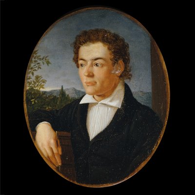 Ritratto di un giovane uomo davanti a un paesaggio serale da Philipp Otto Runge