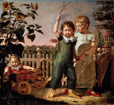 Ritratto dei bambini Hulsenbeck Dipinto di Philipp Otto Runge (1777-1810) 1805 Dim. 130,5x140,5 cm Amburgo, Kunsthalle da Philipp Otto Runge