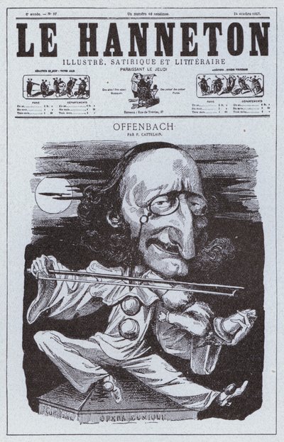 Caricatura del compositore francese di origine tedesca Jacques Offenbach da Philippe Auguste Cattelain