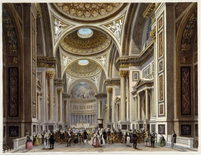 Interno della chiesa della Madeleine - in "Promenade dans Paris et ses environs", disegni di Jacottet e Benoist, ed. Gihaut Frères da Philippe Benoist